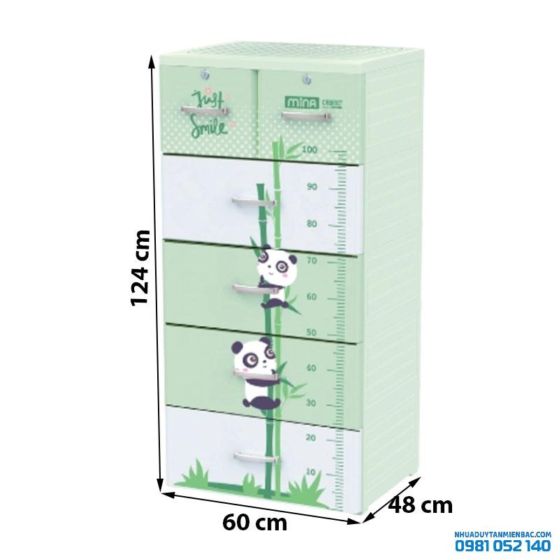 Tủ nhựa Duy Tân Mina 5 tầng (Lá, Gấu trúc)