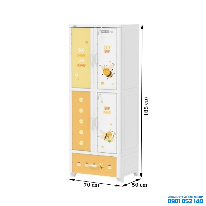 Tủ nhựa Duy Tân Wing 4C-1N (màu trắng - con ong)