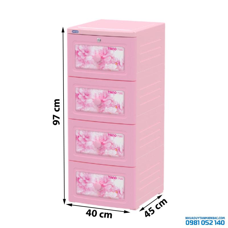Tủ nhựa Duy Tân Tano 4 tầng (màu hồng)