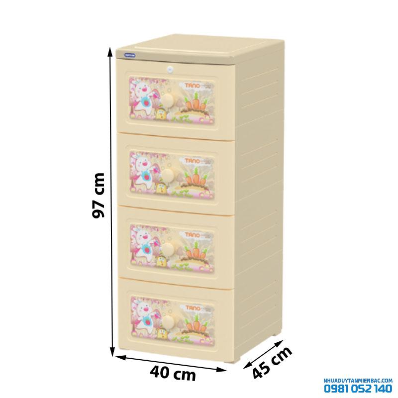 Tủ nhựa Duy Tân Tano 4 tầng (màu kem)