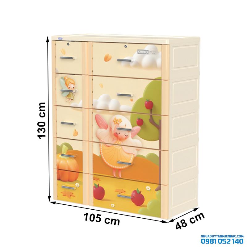 Tủ nhựa Duy Tân Shino 5 tầng (Kem Nhạt - Nàng Tiên)