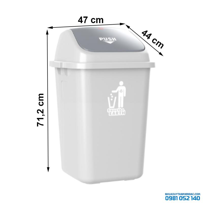 Thùng Rác Nắp Lật Vuông Đại