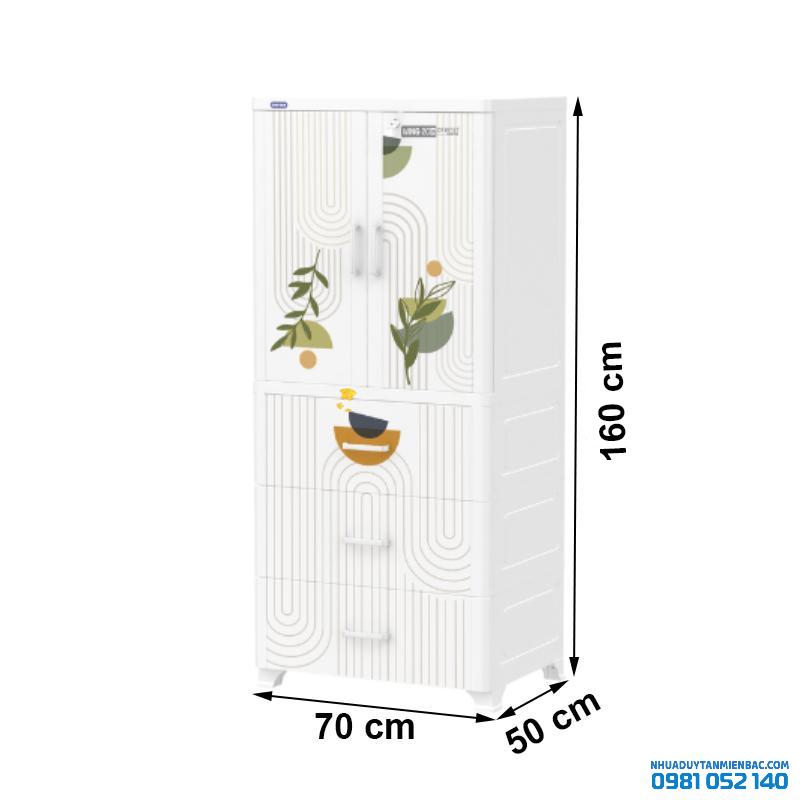 Tủ nhựa Duy Tân Wing 2C-3N (Trắng - Vườn Zen)
