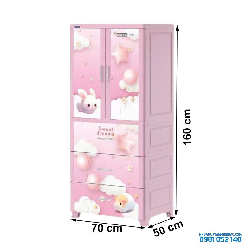Tủ nhựa Duy Tân Wing 2C-3N (Hổng - Thỏ và Hamster)