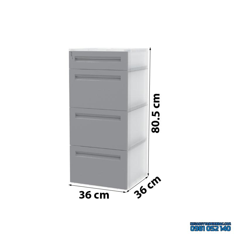Tủ Nhựa Duy Tân Homi 4 ngăn 3L1N (Màu xám đậm)