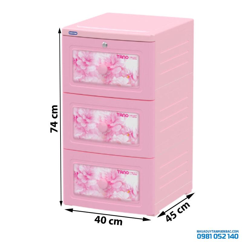 Tủ nhựa Duy Tân Tano 3 tầng (màu hồng)