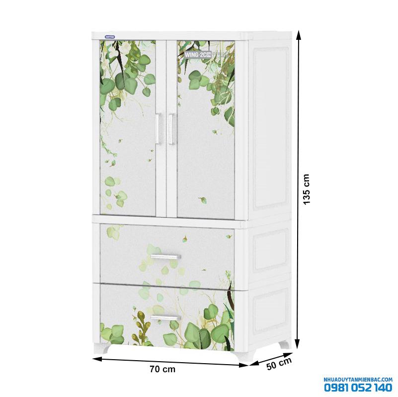 Tủ nhựa Duy Tân Wing 2C-2N (màu trắng, 2 cánh 2 ngăn)