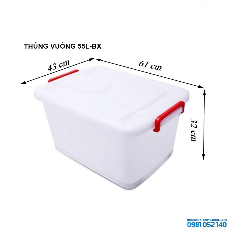 Thùng vuông 55L bánh xe - No.748
