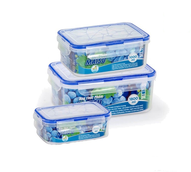 Hộp thực phẩm chữ nhật Matsu Duy Tân bộ 3 hộp CN01 - No.431/433/436