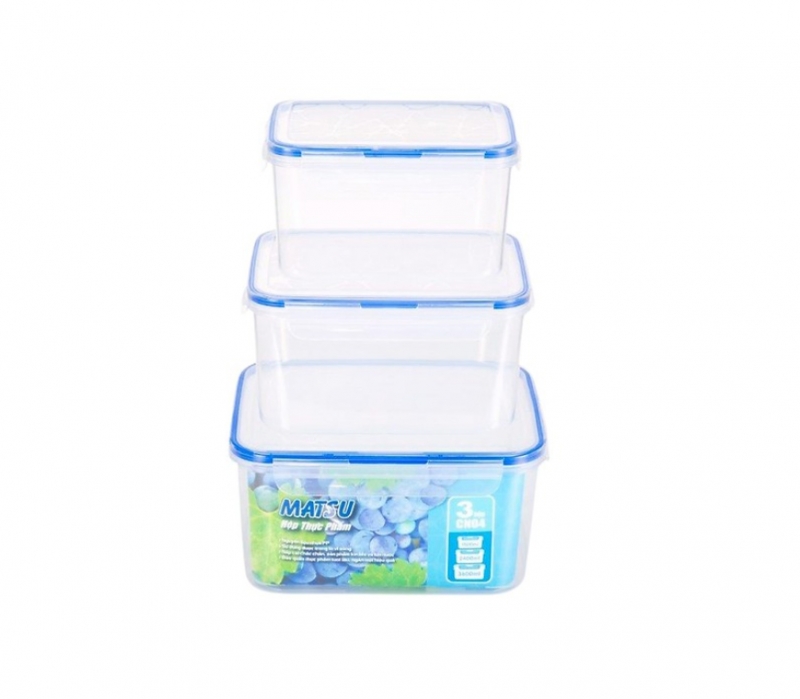 Hộp thực phẩm chữ nhật Matsu Duy Tân bộ 3 hộp CN04 - No.434/437/440