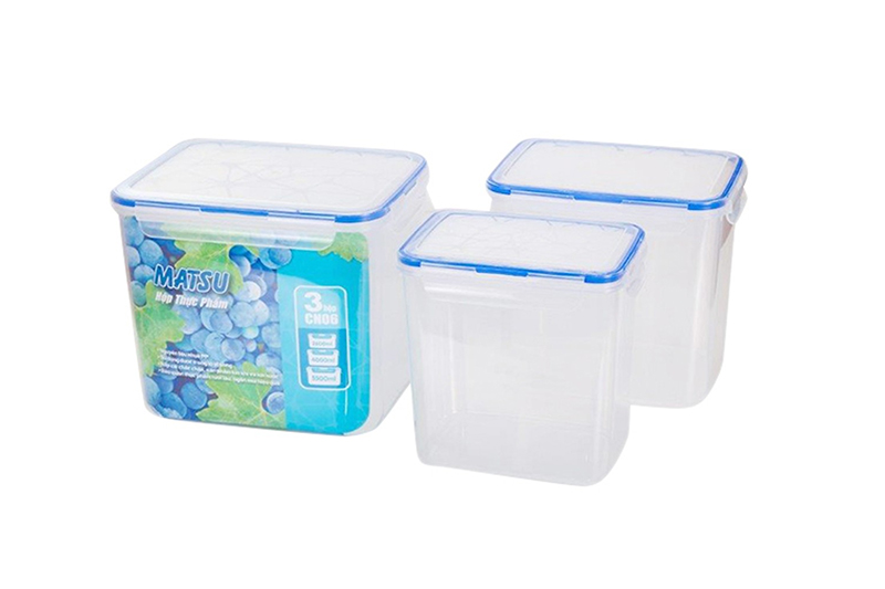 Hộp thực phẩm chữ nhật Matsu Duy Tân bộ 3 hộp CN06 - No.438/441/442