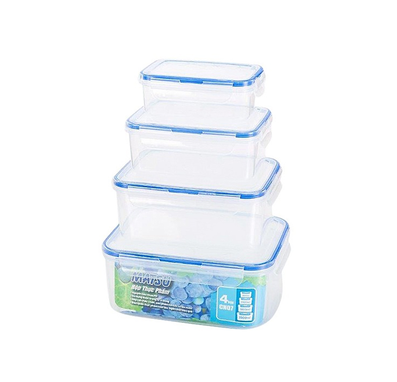 Hộp thực phẩm chữ nhật Matsu Duy Tân bộ 4 hộp CN07 - No.431/433/436/439