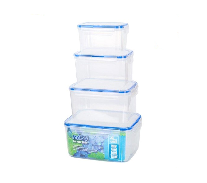 Hộp thực phẩm chữ nhật Matsu Duy Tân bộ 4 hộp CN08 - No.432/434/437/440