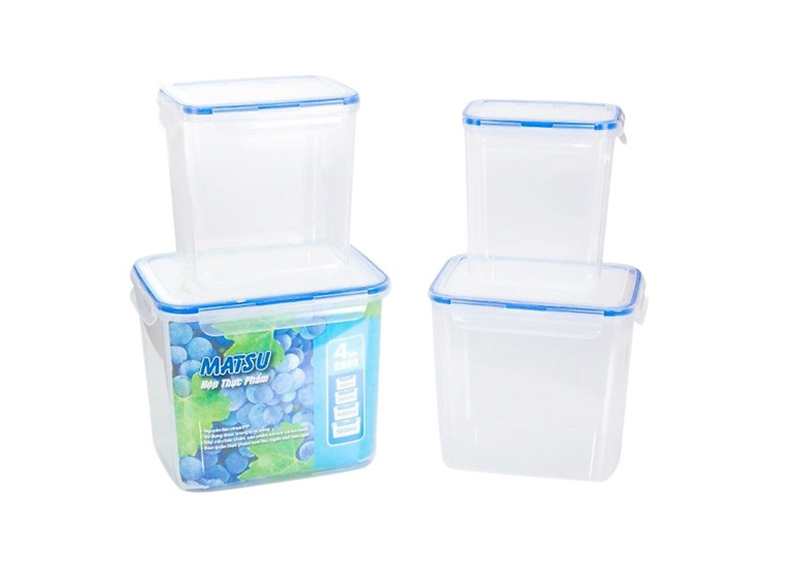 Hộp thực phẩm chữ nhật Matsu Duy Tân bộ 4 hộp CN09 - No.435/438/441/442
