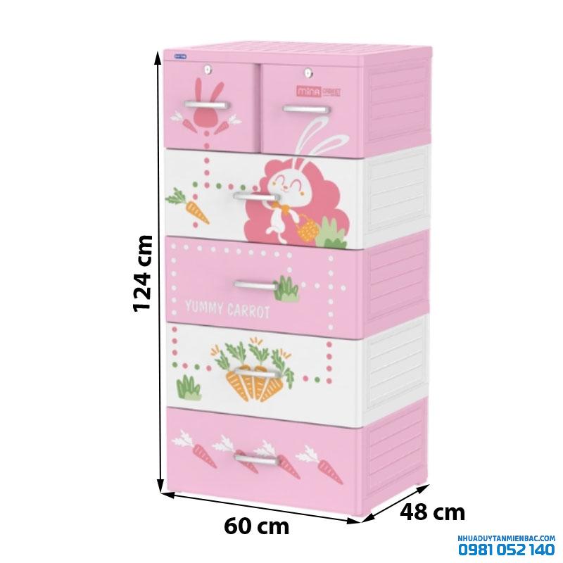 Tủ nhựa Duy Tân Mina 5 tầng (màu hồng)