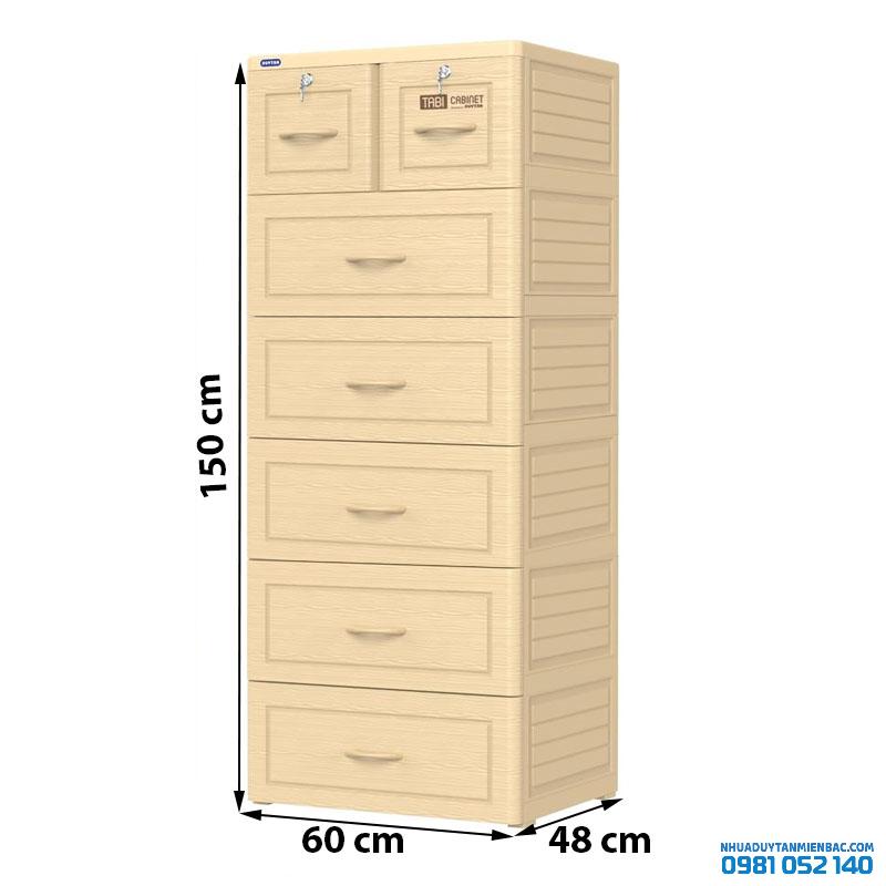 Tủ nhựa Duy Tân Tabi 6 tầng (Kem - Vân gỗ)