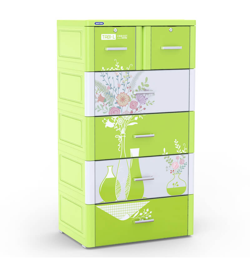Tủ nhựa Duy Tân Tabi L 5 tầng (xanh lá - bình hoa)