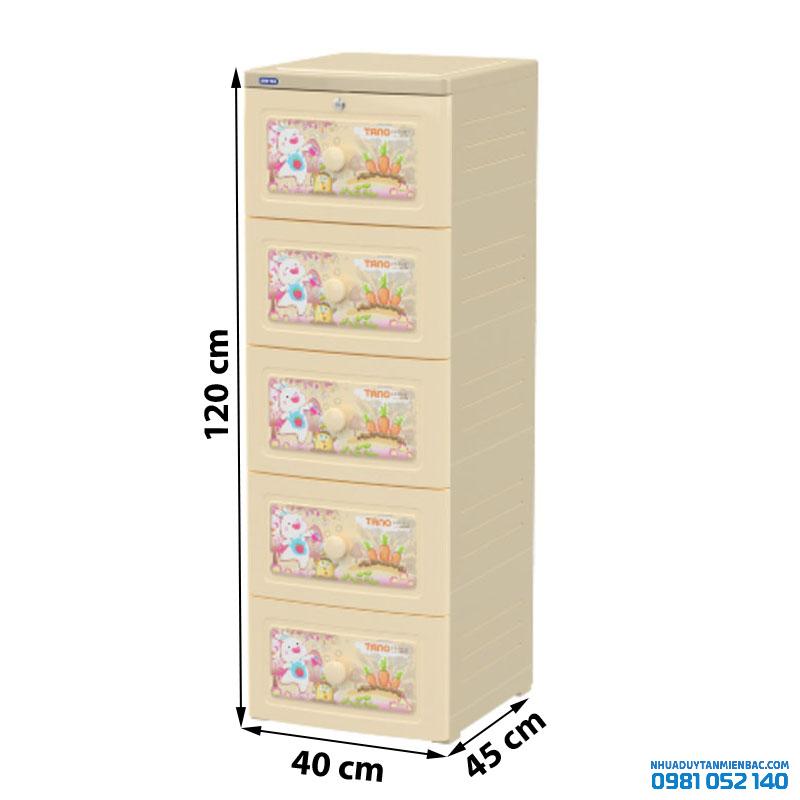 Tủ nhựa Duy Tân Tano 5 tầng - kem