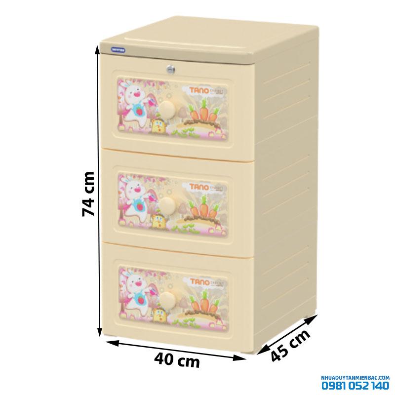 Tủ nhựa Duy Tân Tano 3 tầng - kem