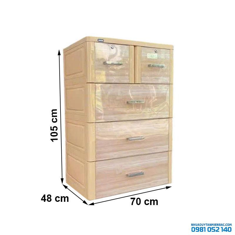 Tủ nhựa Duy Tân Tabi-L 4 tầng (Kem gỗ)