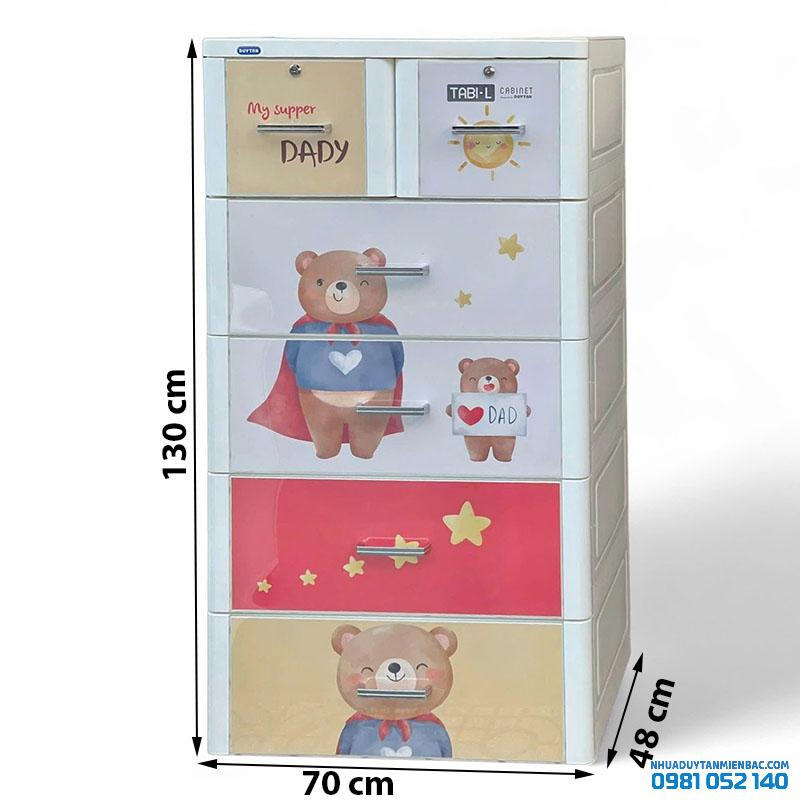 Tủ nhựa Duy Tân Tabi L 5 tầng (màu trắng - Ba Gấu)