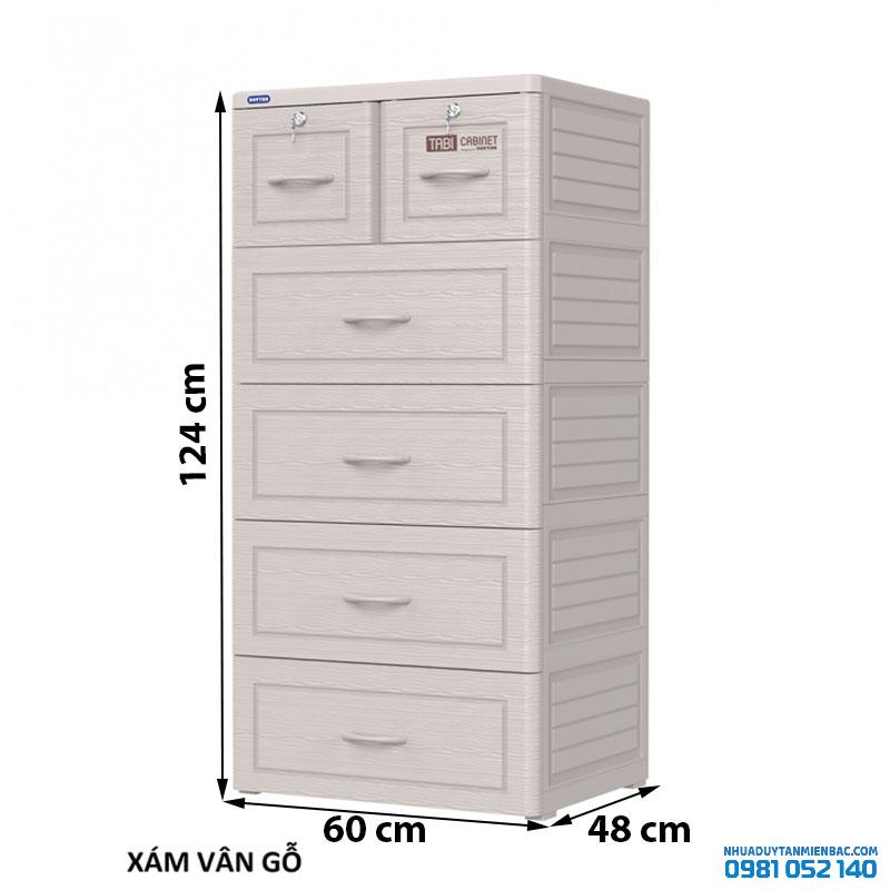 Tủ nhựa Duy Tân Tabi 5 tầng (màu xám, vân gỗ)