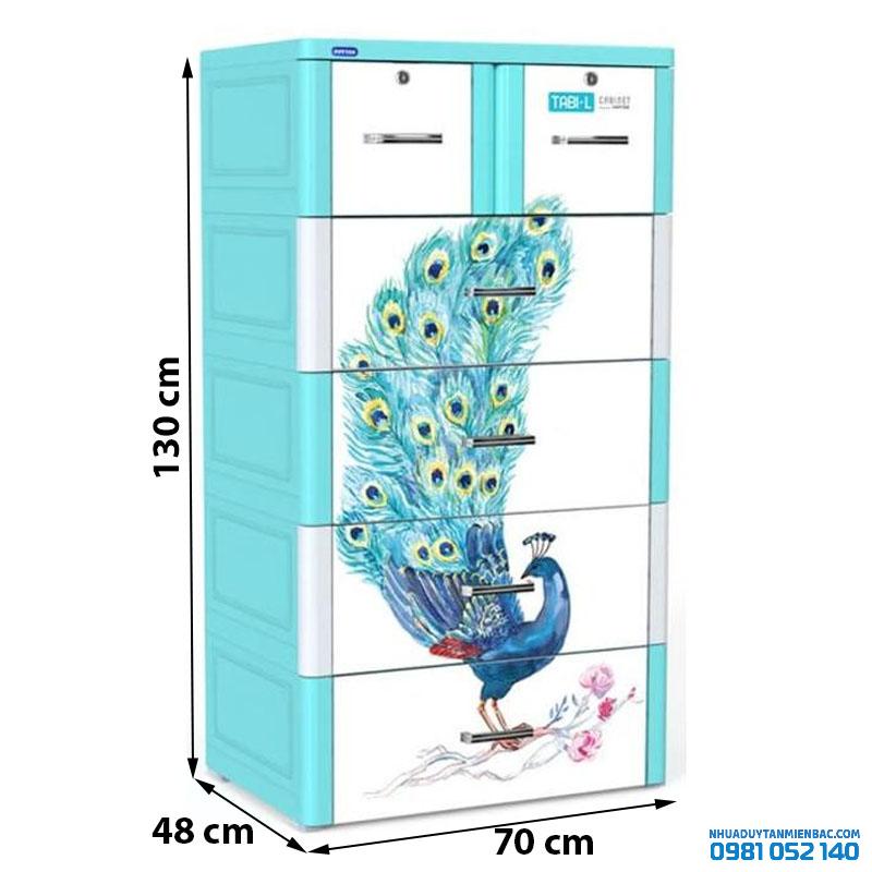 Tủ nhựa Duy Tân Tabi-L 5 tầng (dương, con công)
