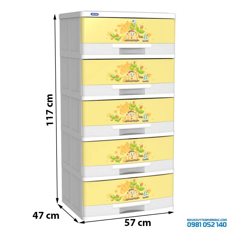 Tủ nhựa Duy Tân Đại Kiểu 5 ngăn - vàng