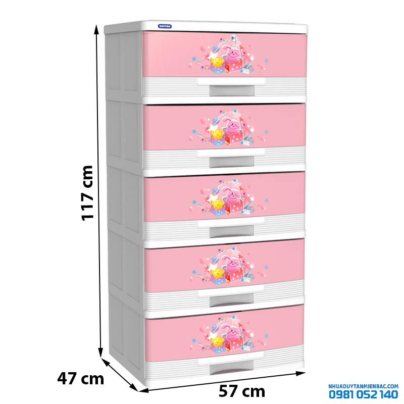 Tủ nhựa Duy Tân Đại Kiểu 5 ngăn - hồng