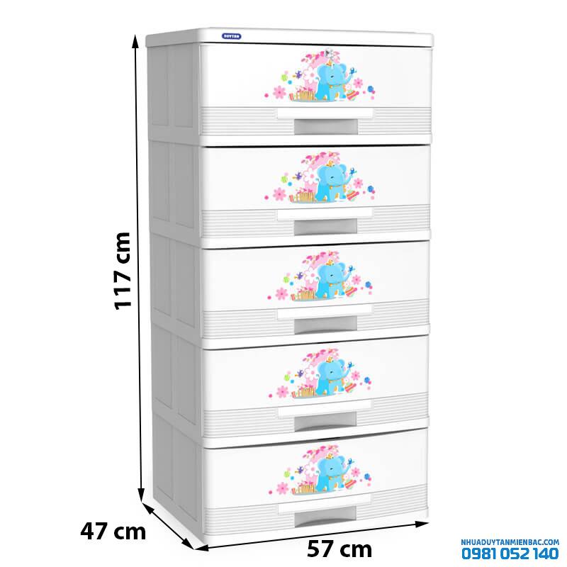 Tủ nhựa Duy Tân Đại Kiểu 5 ngăn - trắng