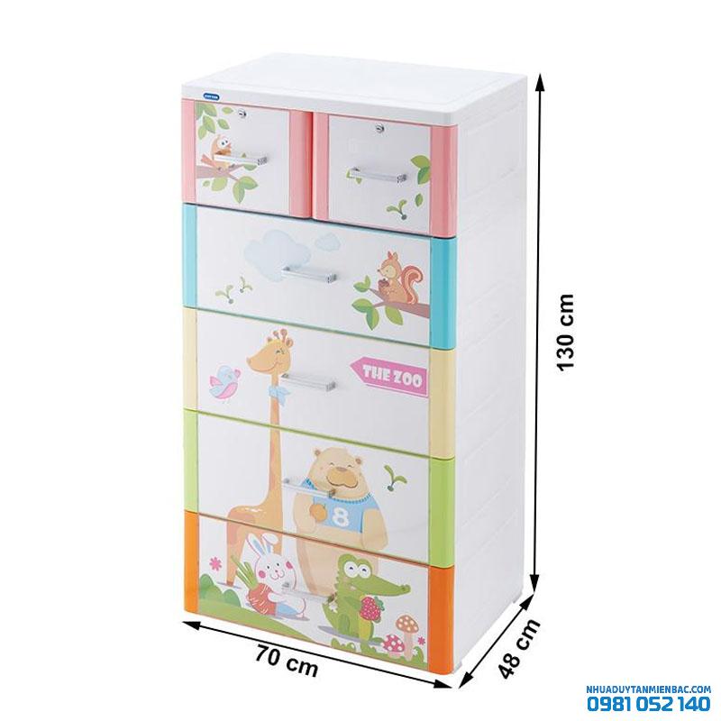 Tủ nhựa Duy Tân Tabi-L 5 ngăn (đa sắc, hươu cao cổ)