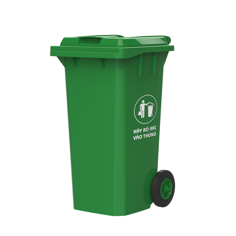 Thùng rác công cộng nắp kín 120L Duy Tân - No.1380 - có bánh xe