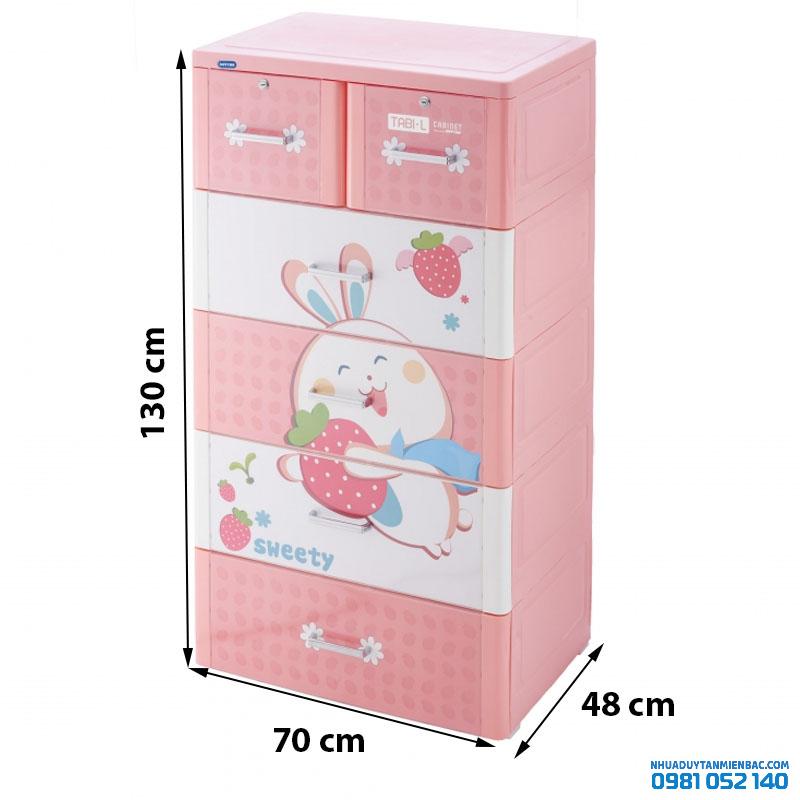 Tủ nhựa Duy Tân Tabi-L 5 ngăn (màu hồng)