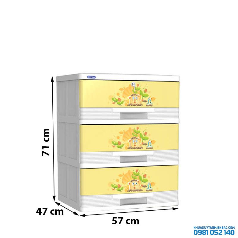 Tủ nhựa Duy Tân Đại kiểu 3 ngăn - vàng