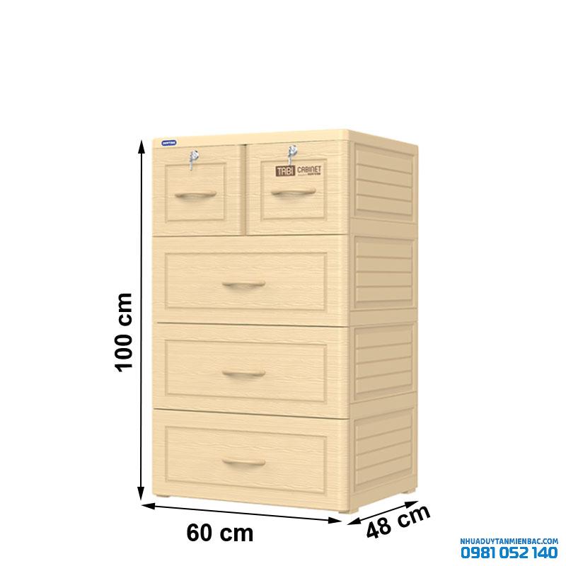 Tủ nhựa Duy Tân Tabi 4 tầng (Kem, Vân Gỗ)