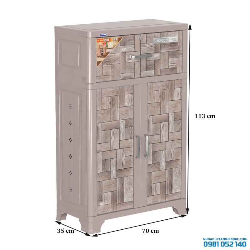 Tủ giày Suki 2C-1N (xám gỗ)
