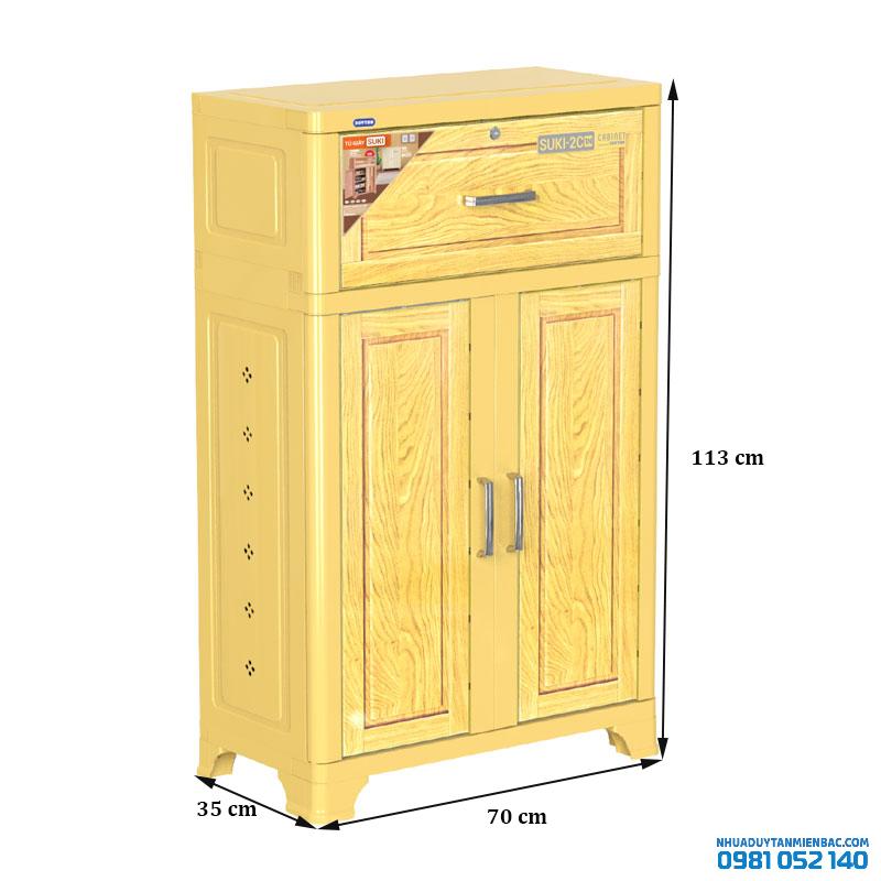 Tủ giày Suki 2C-1N (màu gỗ)