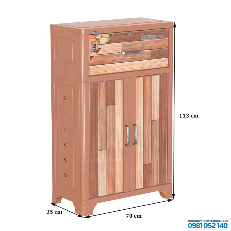 Tủ giày Suki 2C-1N (nâu gỗ)