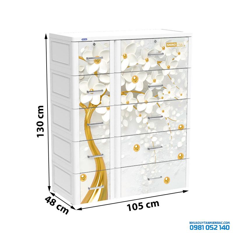Tủ nhựa Duy Tân Shino 5 tầng - màu trắng