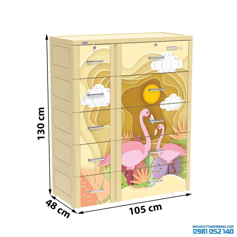 Tủ nhựa Duy Tân Shino 5 tầng - màu kem