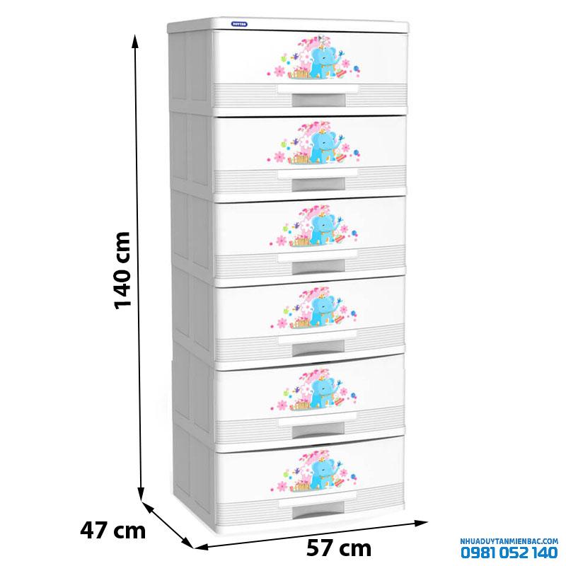 Tủ nhựa Duy Tân đại kiểu 6 ngăn - trắng