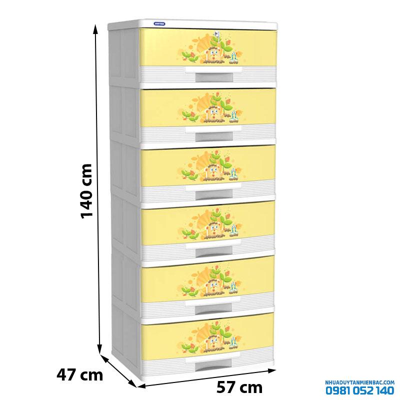 Tủ nhựa Duy Tân đại kiểu 6 ngăn - vàng