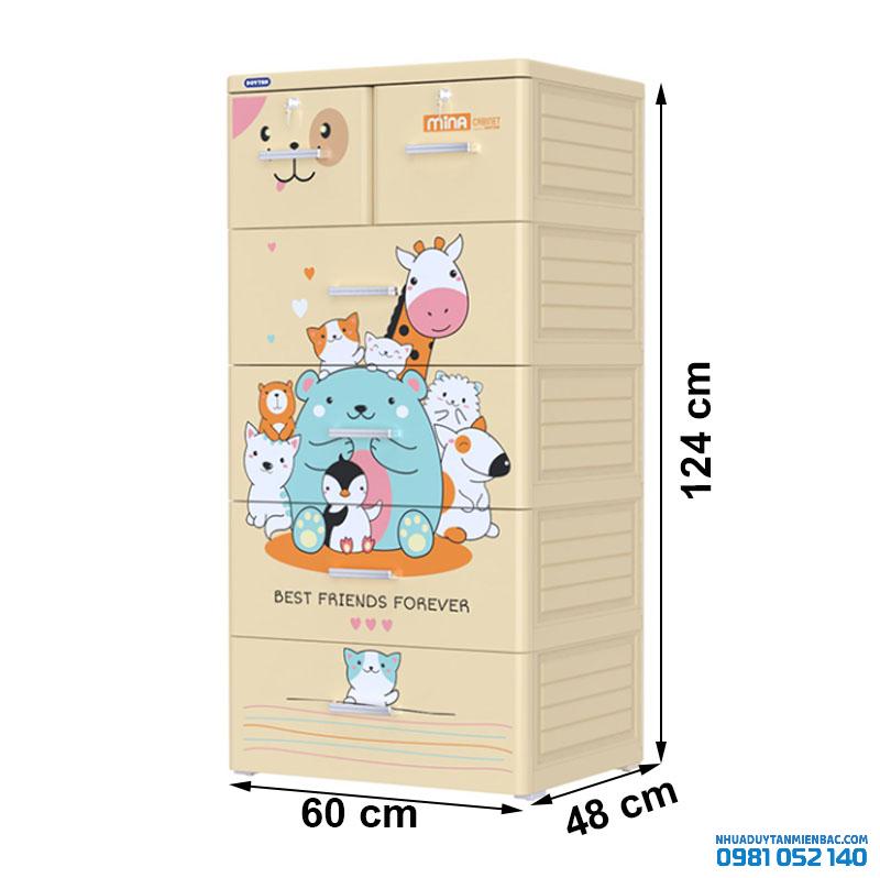 Tủ nhựa Duy Tân Mina 5 tầng (Kem- Thú cưng)