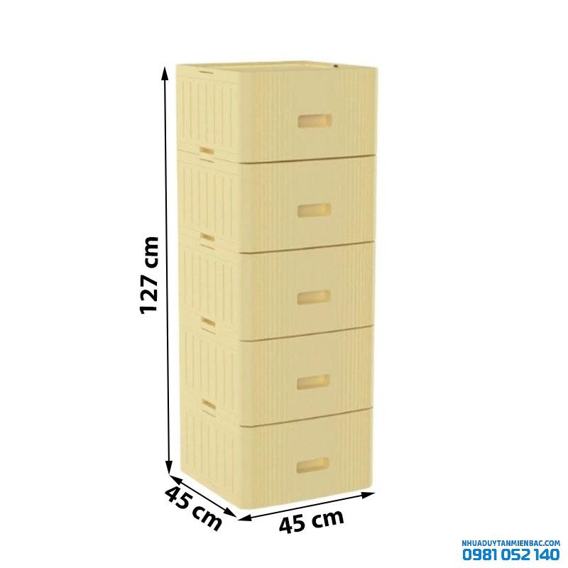 Tủ nhựa Duy Tân Matsu Lock - 5 ngăn - màu vàng