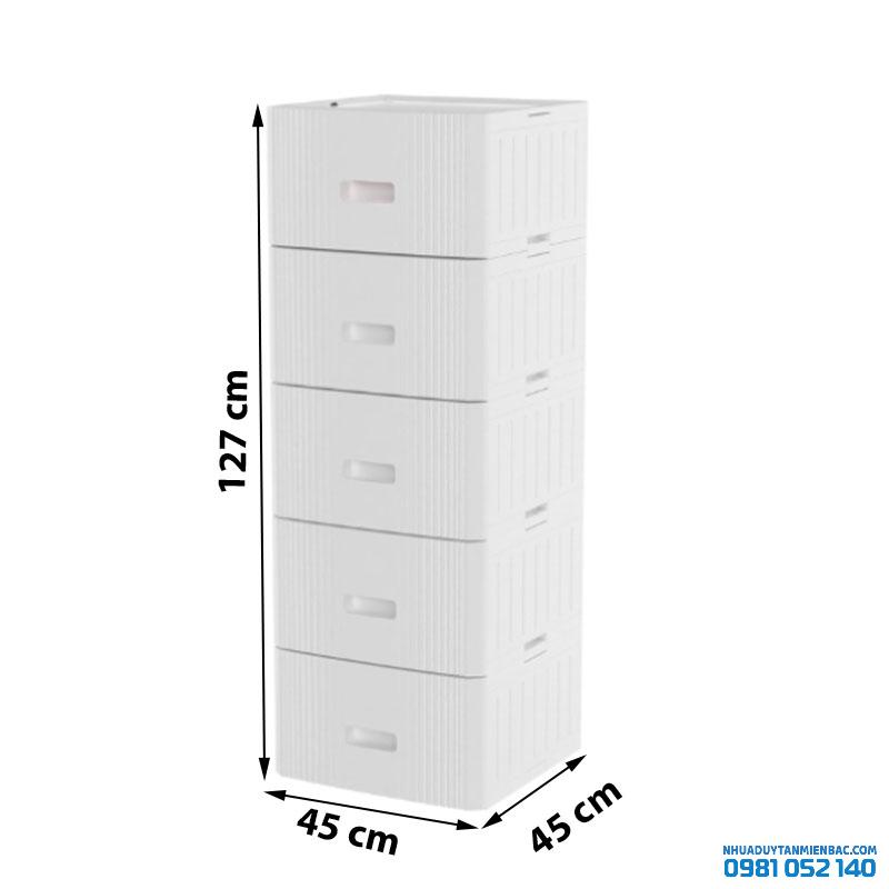 Tủ nhựa Duy Tân Matsu Lock - 5 ngăn - màu trắng