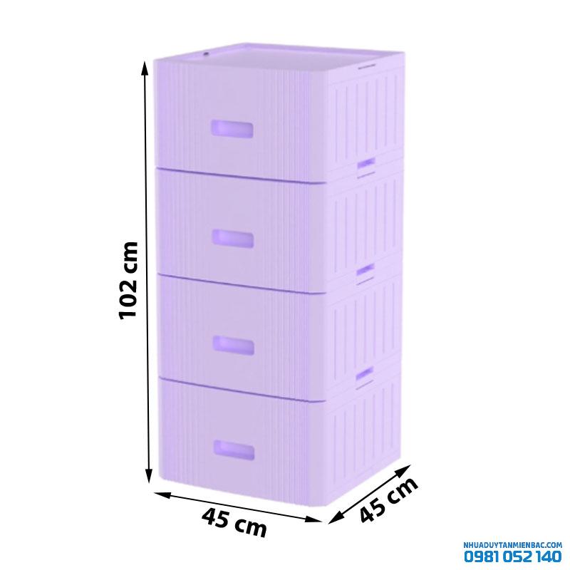 Tủ nhựa Duy Tân Matsu Lock - 4 ngăn - màu tím