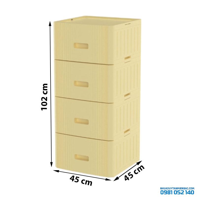 Tủ nhựa Duy Tân Matsu Lock - 4 ngăn - màu vàng