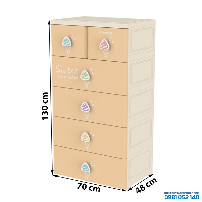 Tủ nhựa Mina Baby-L 5 ngăn (màu kem)
