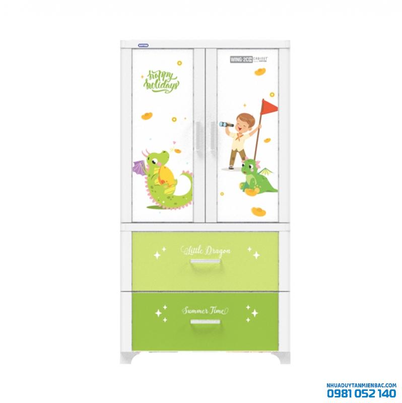 Tủ nhựa Duy Tân Wing 2C-2N (màu xanh Lá, hình Rồng)