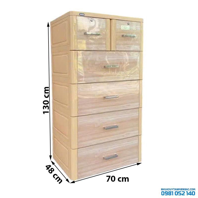 Tủ nhựa Duy Tân Tabi-L 5 ngăn (Kem gỗ)